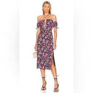 Revolve Majorelle Olivia Midi Dress in Dancing Valley Black L